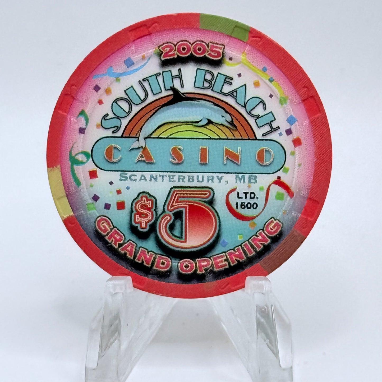 South Beach Scanterbury Manitoba 2005 'Grand Opening' LE $5 Casino Chip