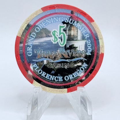 Three Rivers Casino Florence Oregon 2004 'Grand Opening' LE $5 Casino Chip