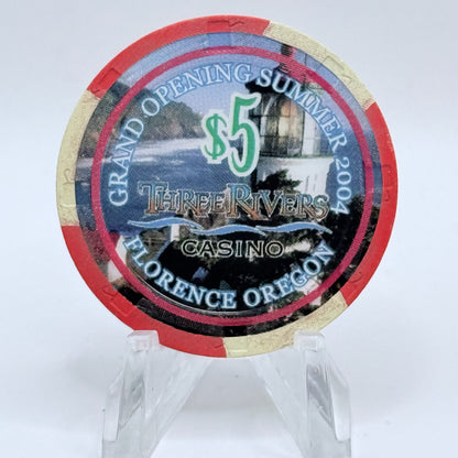 Three Rivers Casino Florence Oregon 2004 'Grand Opening' LE $5 Casino Chip