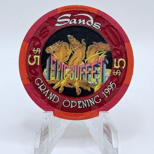 Sands Atlantic City New Jersey 1995 'Grand Opening' LE $5 Casino Chip