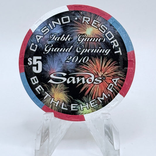 Sands Casino Resort Bethlehem Bethlehem Pennsylvania 2010 'Grand Opening' LE $5 Casino Chip