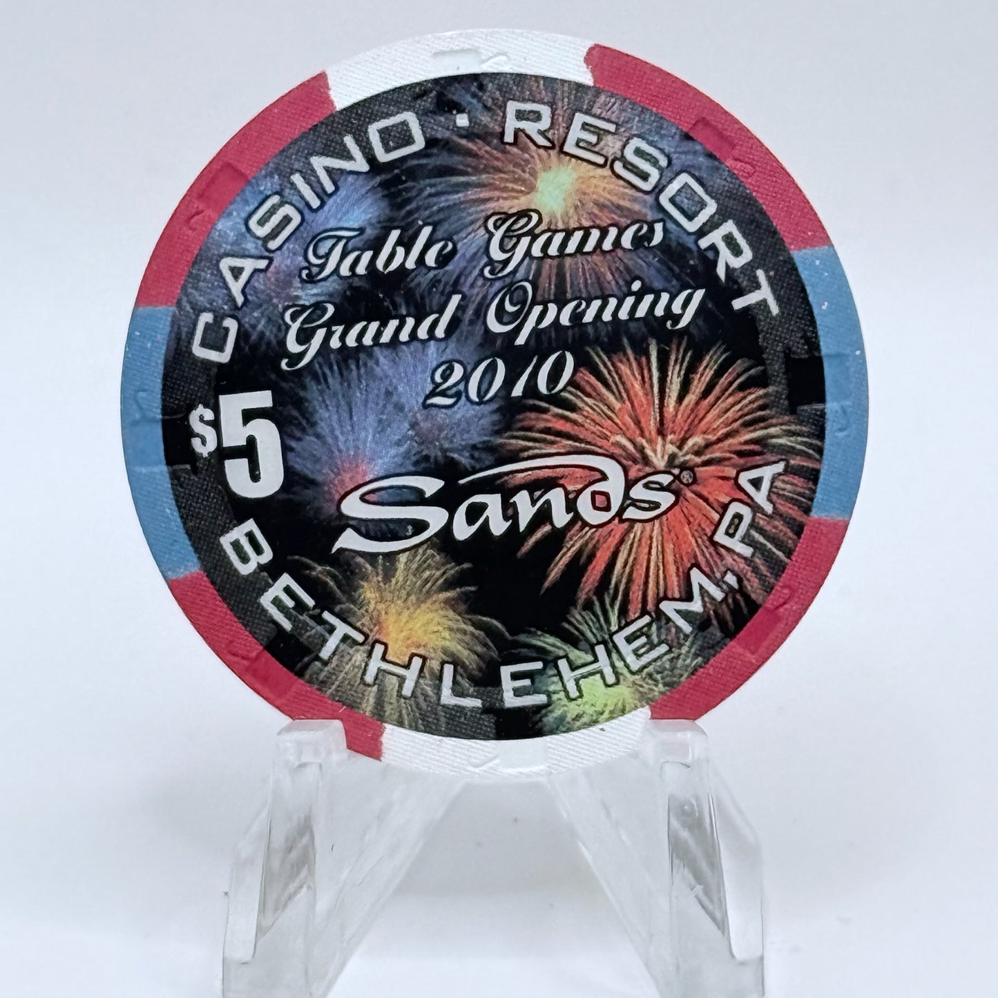 Sands Casino Resort Bethlehem Bethlehem Pennsylvania 2010 'Grand Opening' LE $5 Casino Chip