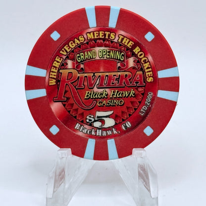 Riviera Casino Black Hawk Colorado 2000 'Grand Opening' $5 Casino Chip