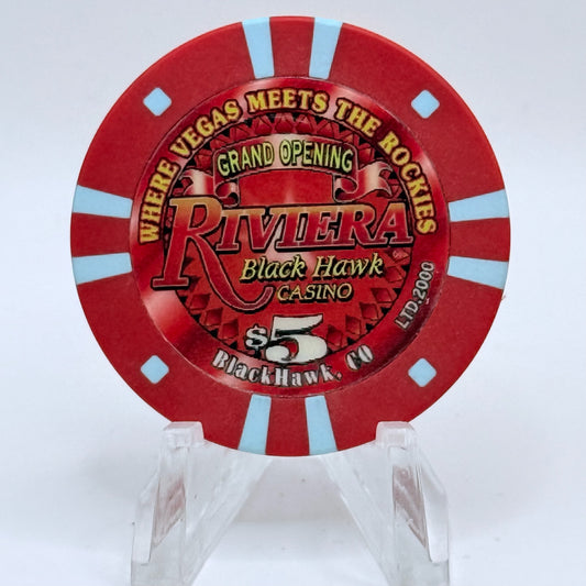 Riviera Casino Black Hawk Colorado 2000 'Grand Opening' $5 Casino Chip