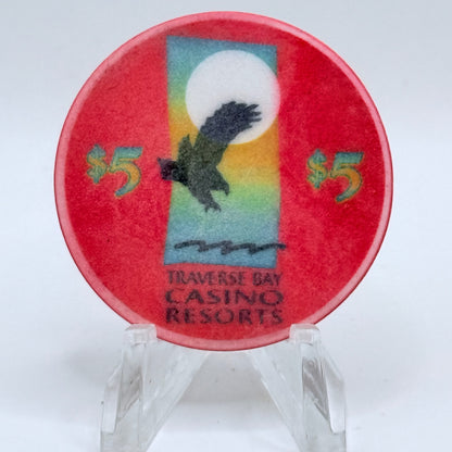 Leelanau Sands Casino Peshawbestown Michigan 1999 'Howie Mandel - Grand Opening' LE $5 Casino Chip