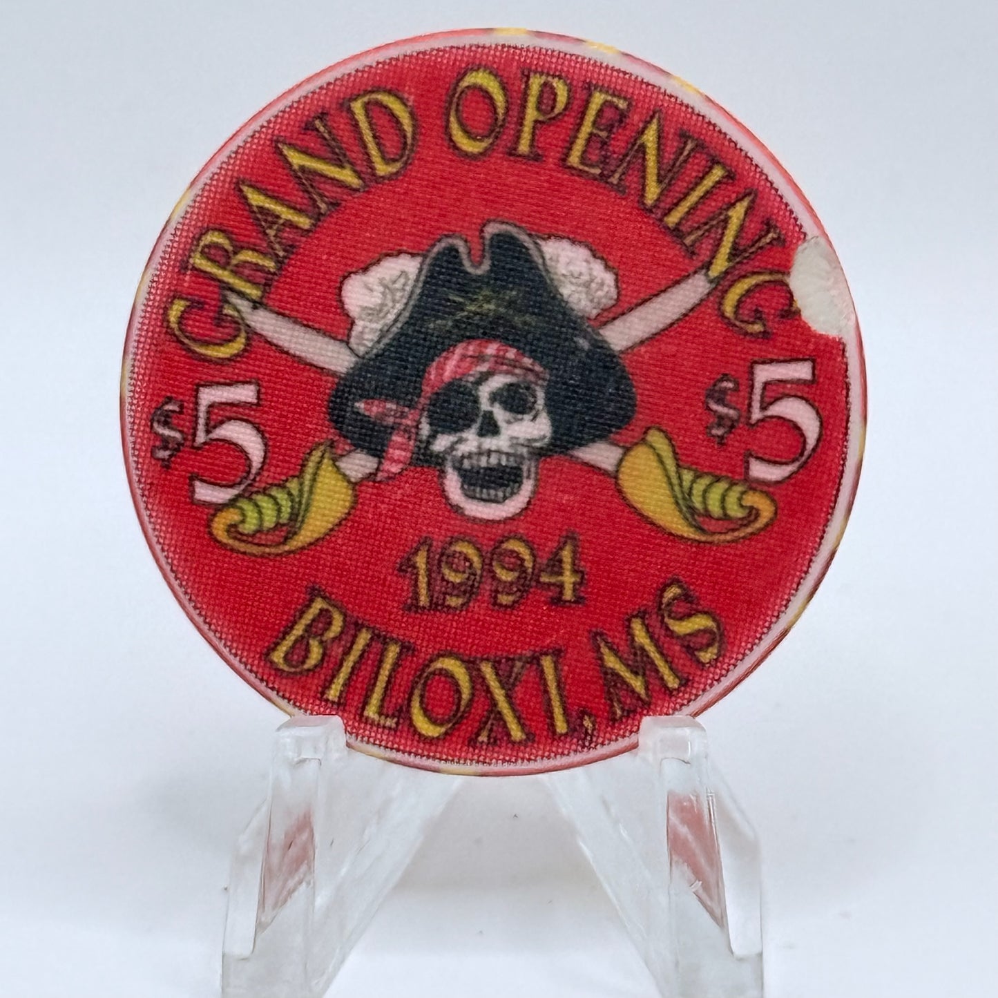 Treasure Bay (Riverboat 1993-2005) Biloxi Mississippi 1994 'Grand Opening' LE $5 Casino Chip