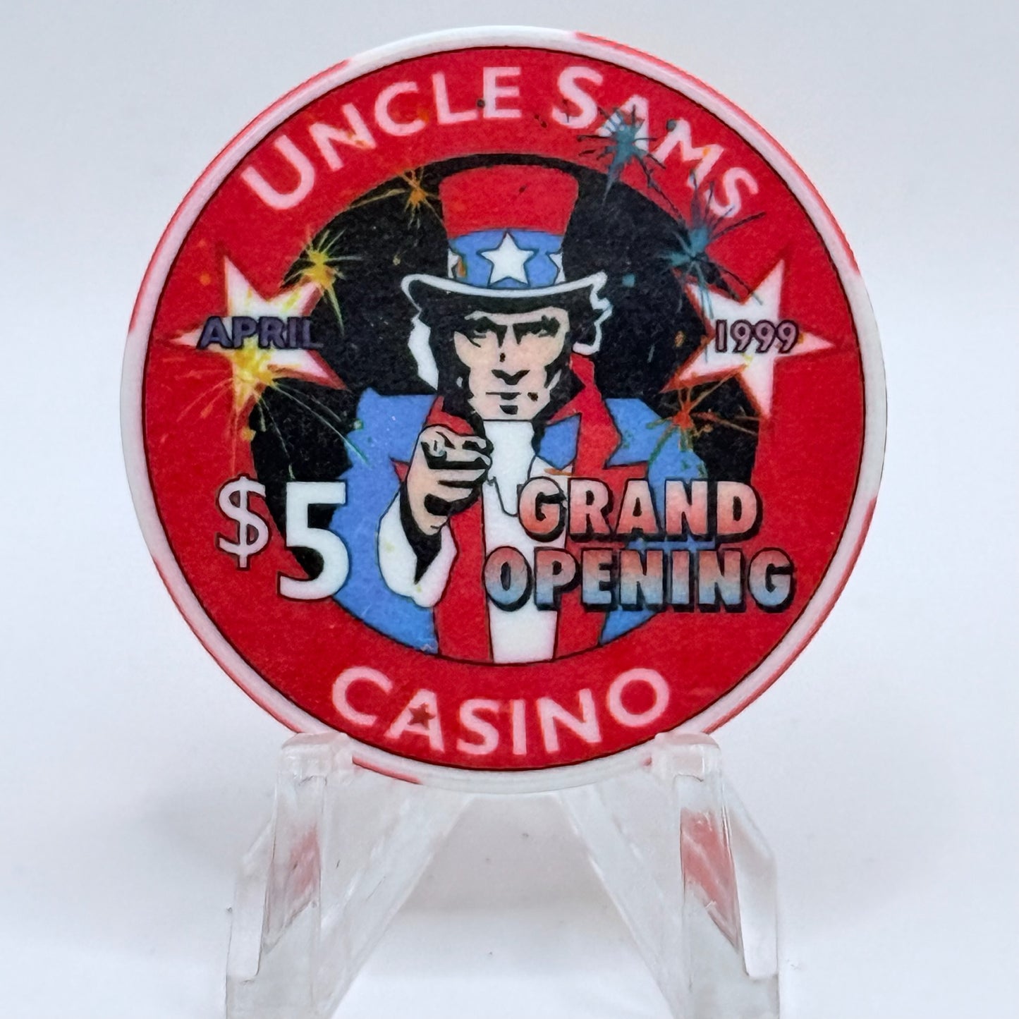 Uncle Sam's Casino Cripple Creek Colorado 1999 'Grand Opening' LE $5 Casino Chip
