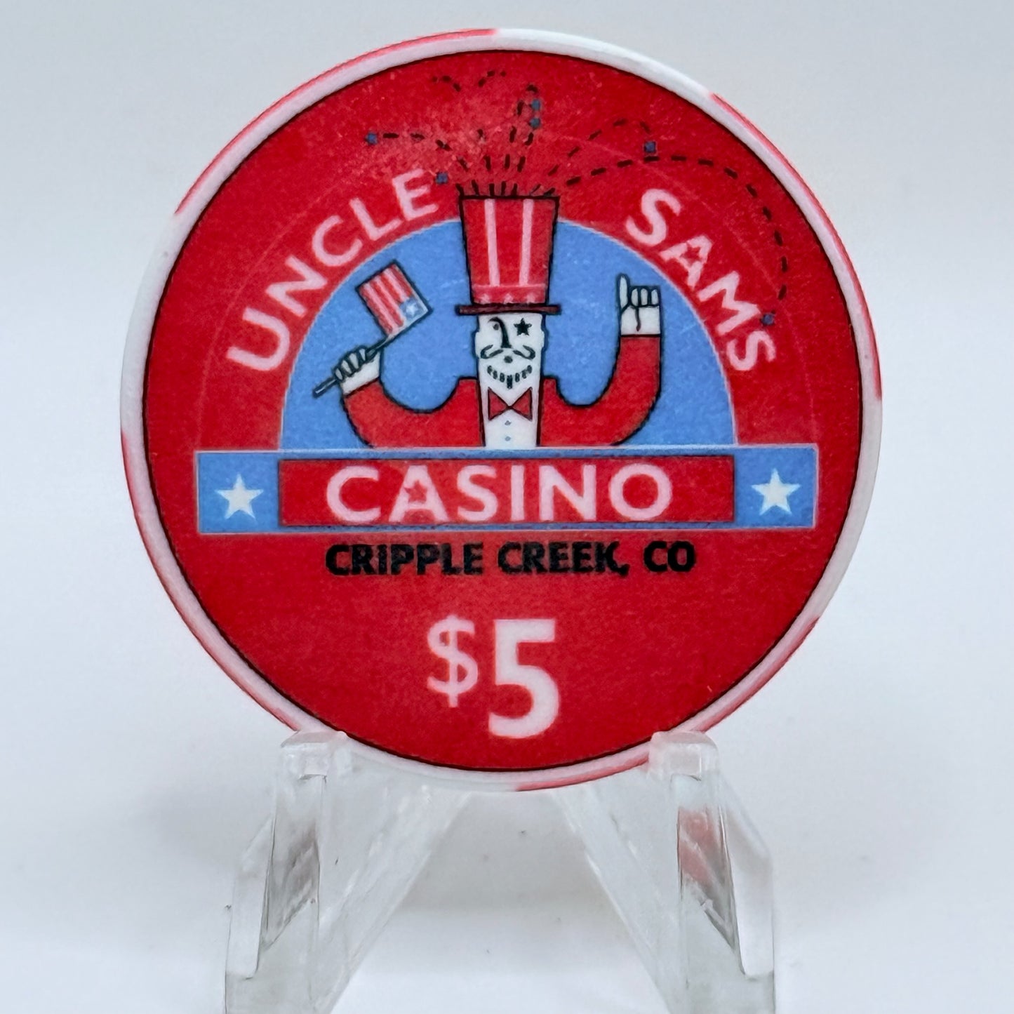 Uncle Sam's Casino Cripple Creek Colorado 1999 'Grand Opening' LE $5 Casino Chip