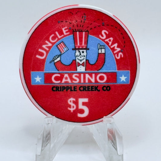 Uncle Sam's Casino Cripple Creek Colorado 1999 'Grand Opening' LE $5 Casino Chip