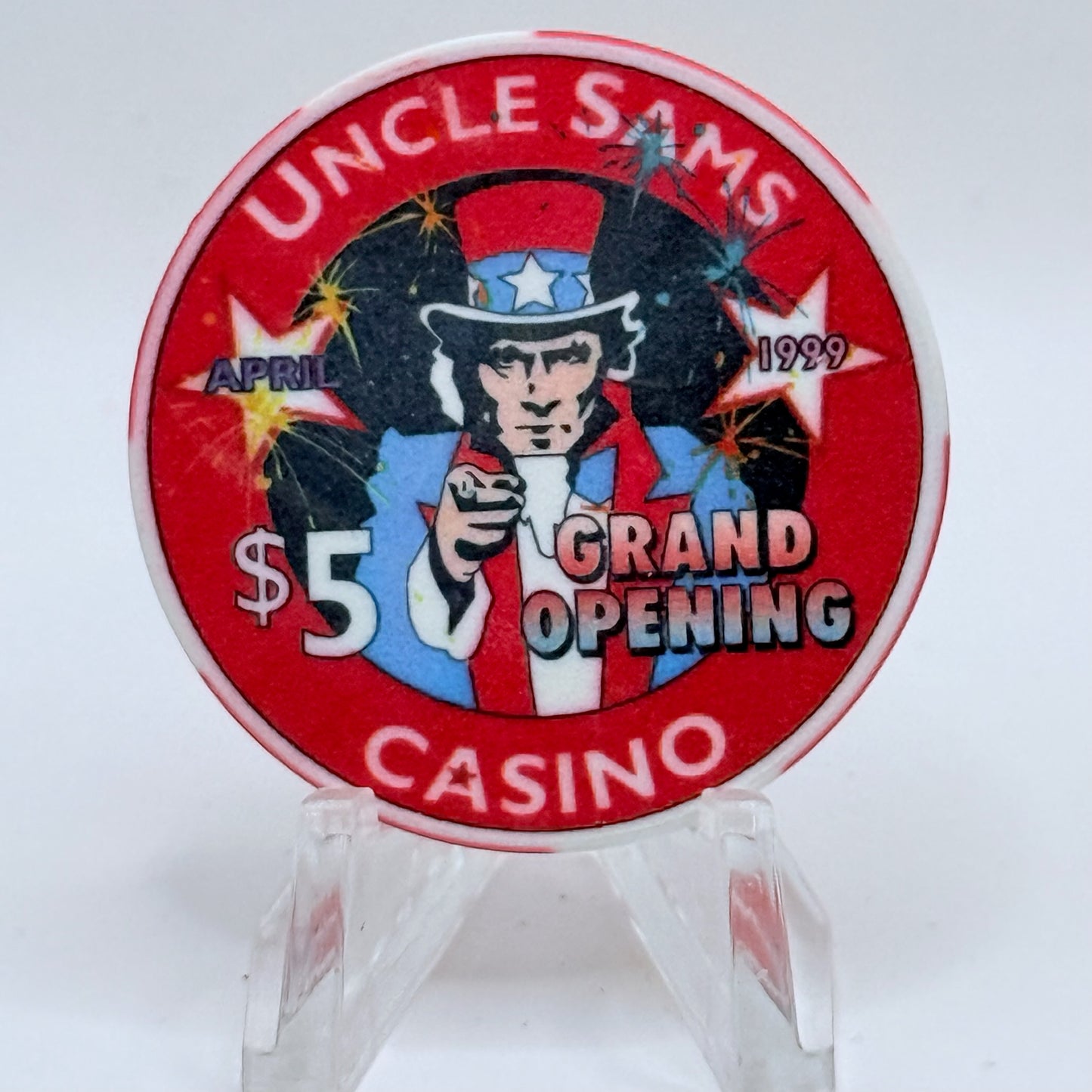 Uncle Sam's Casino Cripple Creek Colorado 1999 'Grand Opening' LE $5 Casino Chip