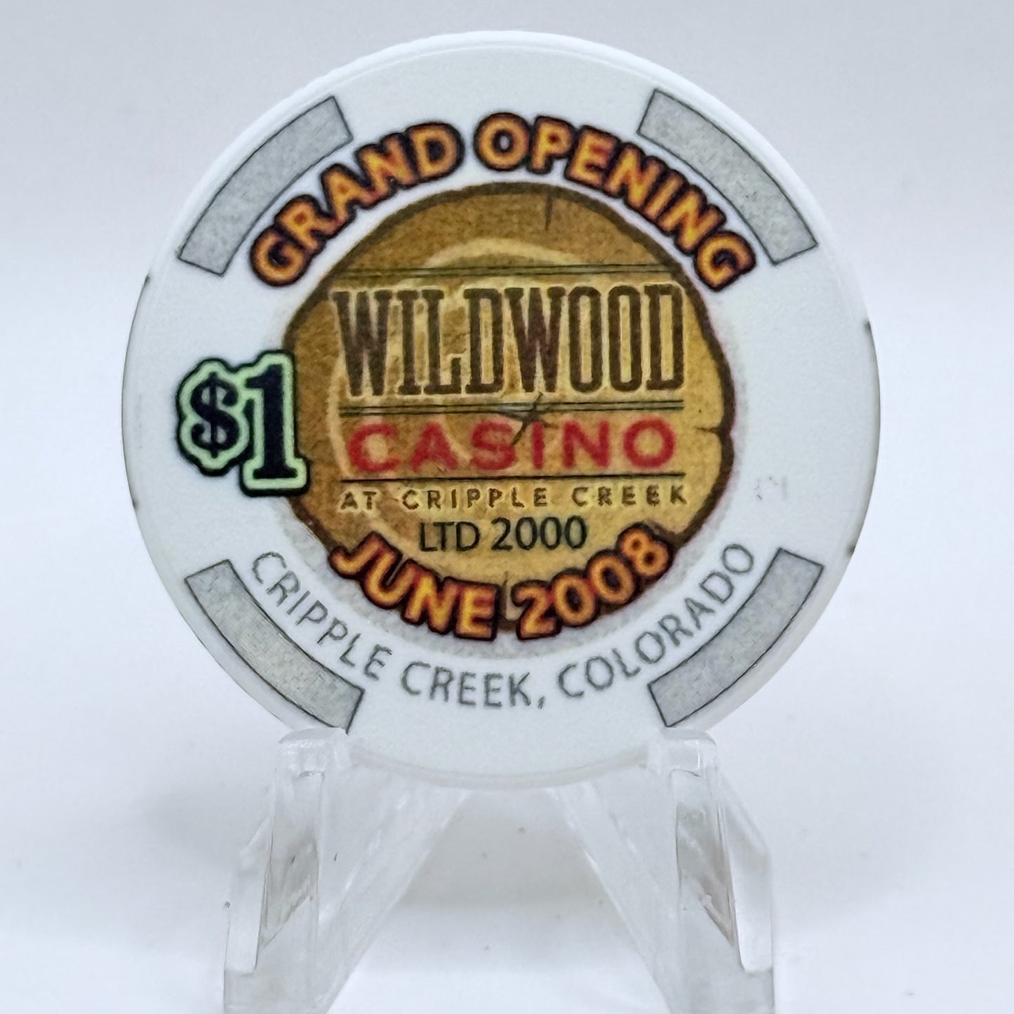 Wildwood Casino Cripple Creek Colorado 2008 'Grand Opening' LE $1 Casino Chip