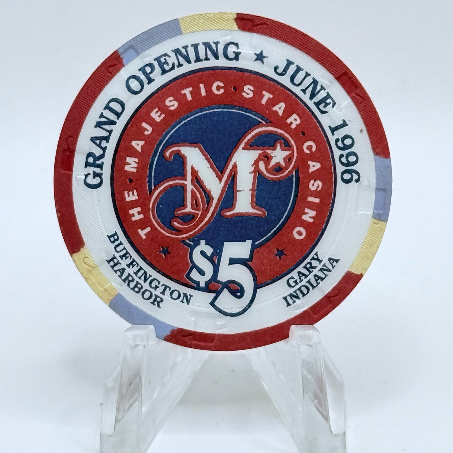 Majestic Star Gary Indiana 1996 'Grand Opening' LE $5 Casino Chip