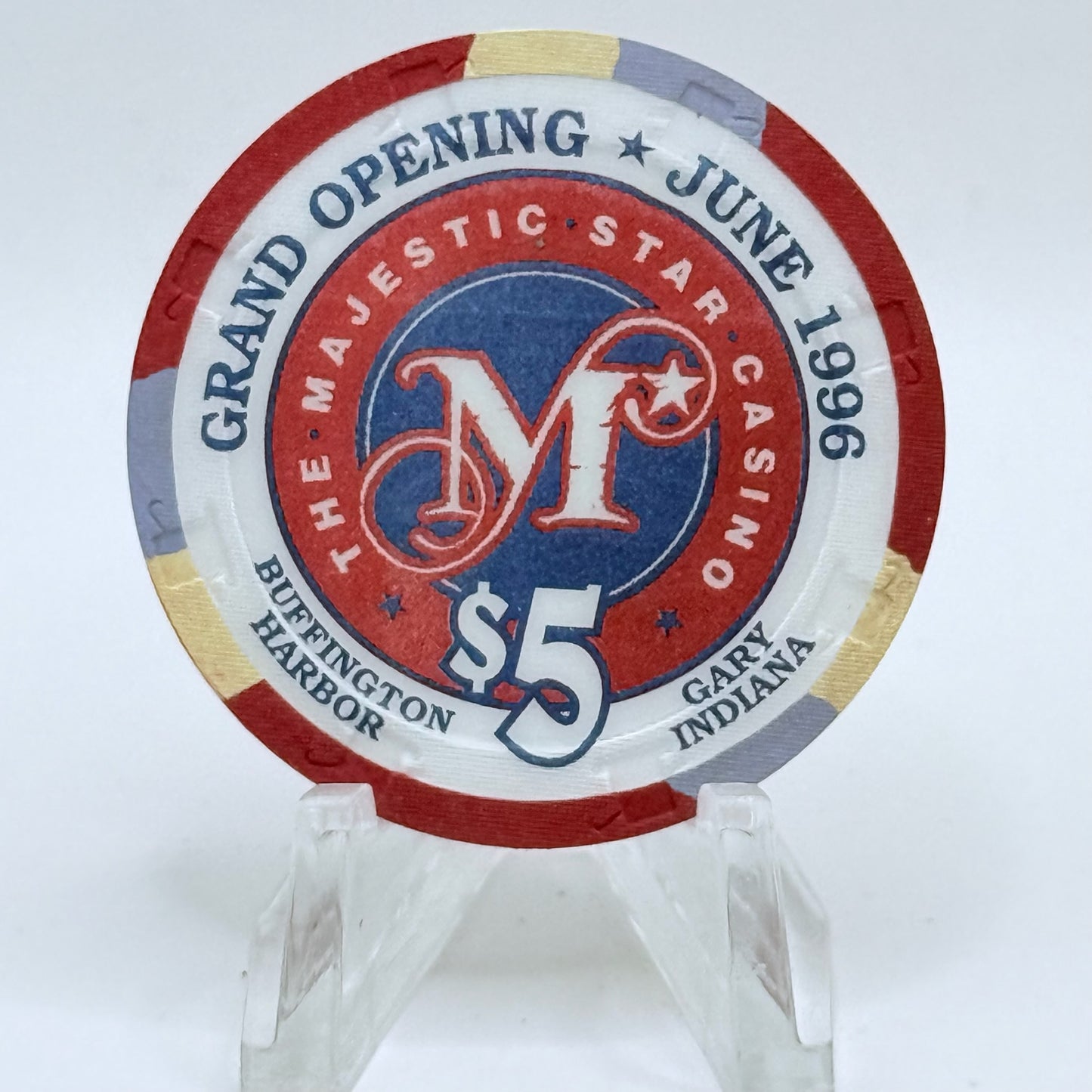 Majestic Star Gary Indiana 1996 'Grand Opening' LE $5 Casino Chip