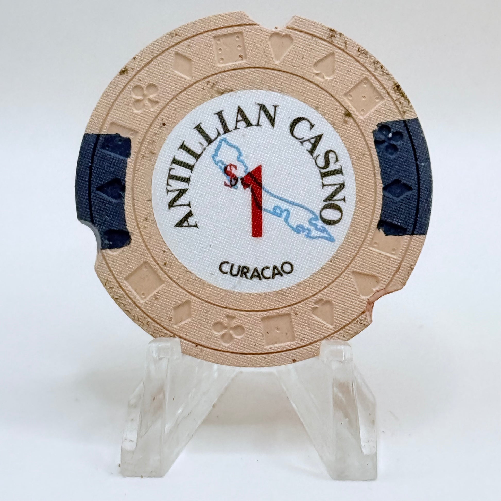 Antillean Casino Willemstad Curacao 1976 Series 1 LE $1 Casino Chip *Notched*