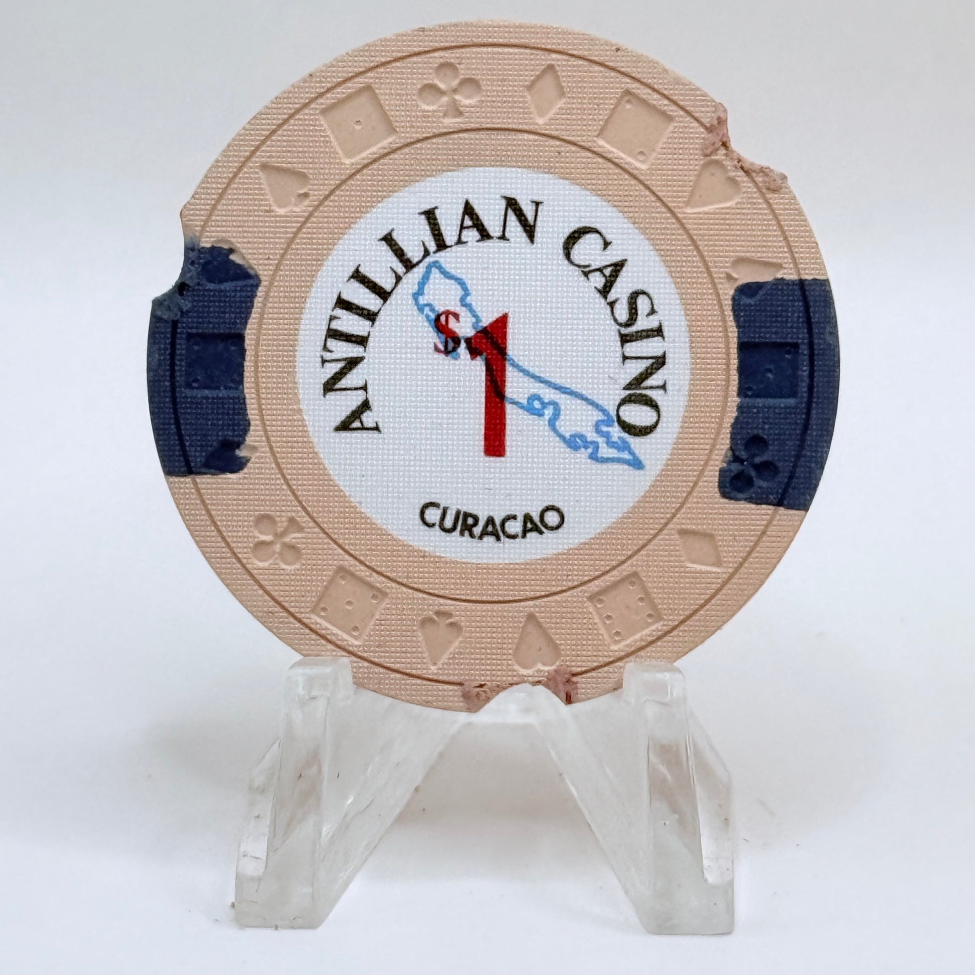 Antillean Casino Willemstad Curacao 1976 Series 1 LE $1 Casino Chip *Notched*