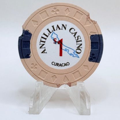 Antillean Casino Willemstad Curacao 1976 Series 1 LE $1 Casino Chip *Notched*