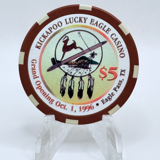 Kickapoo Lucky Eagle Eagle Pass Texas 1996 'Grand Opening' LE $5 Casino Chip