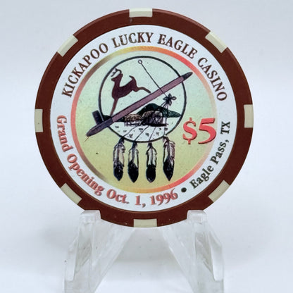 Kickapoo Lucky Eagle Eagle Pass Texas 1996 'Grand Opening' LE $5 Casino Chip