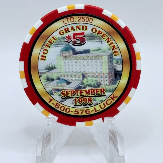 Lady Luck Bettendorf Quad Cities 1998 'Hotel Grand Opening' LE $5 Casino Chip