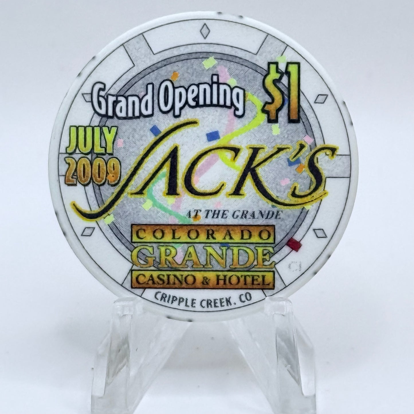 Colorado Grande Casino Cripple Creek Colorado 2009 'Grand Opening' LE $1 Casino Chip