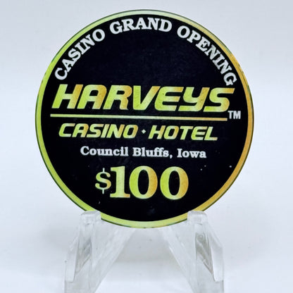 Harvey's Council Bluffs Iowa 1996 'Grand Opening' LE $100 Casino Chip