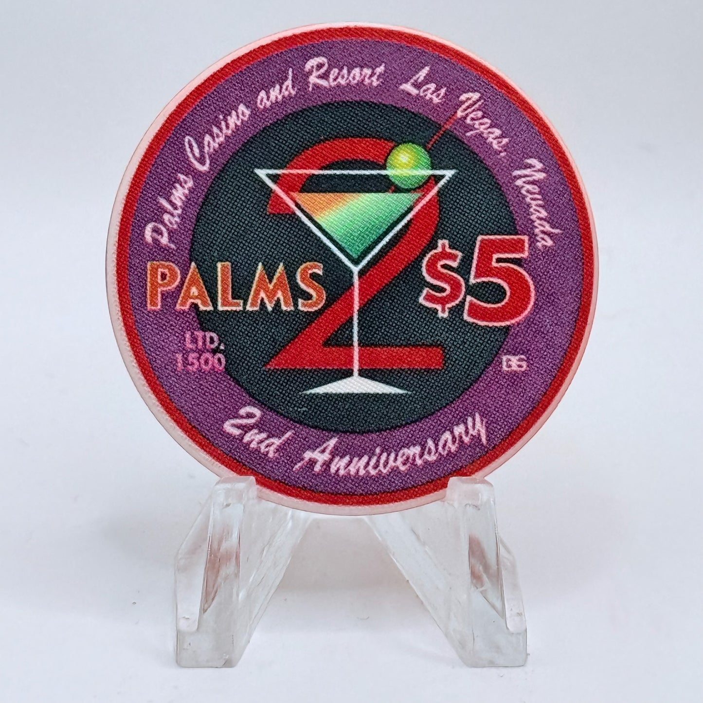 Palms Casino Resort Las Vegas Nevada 2003 '2nd Anniversary' LE $5 Casino Chip E1929
