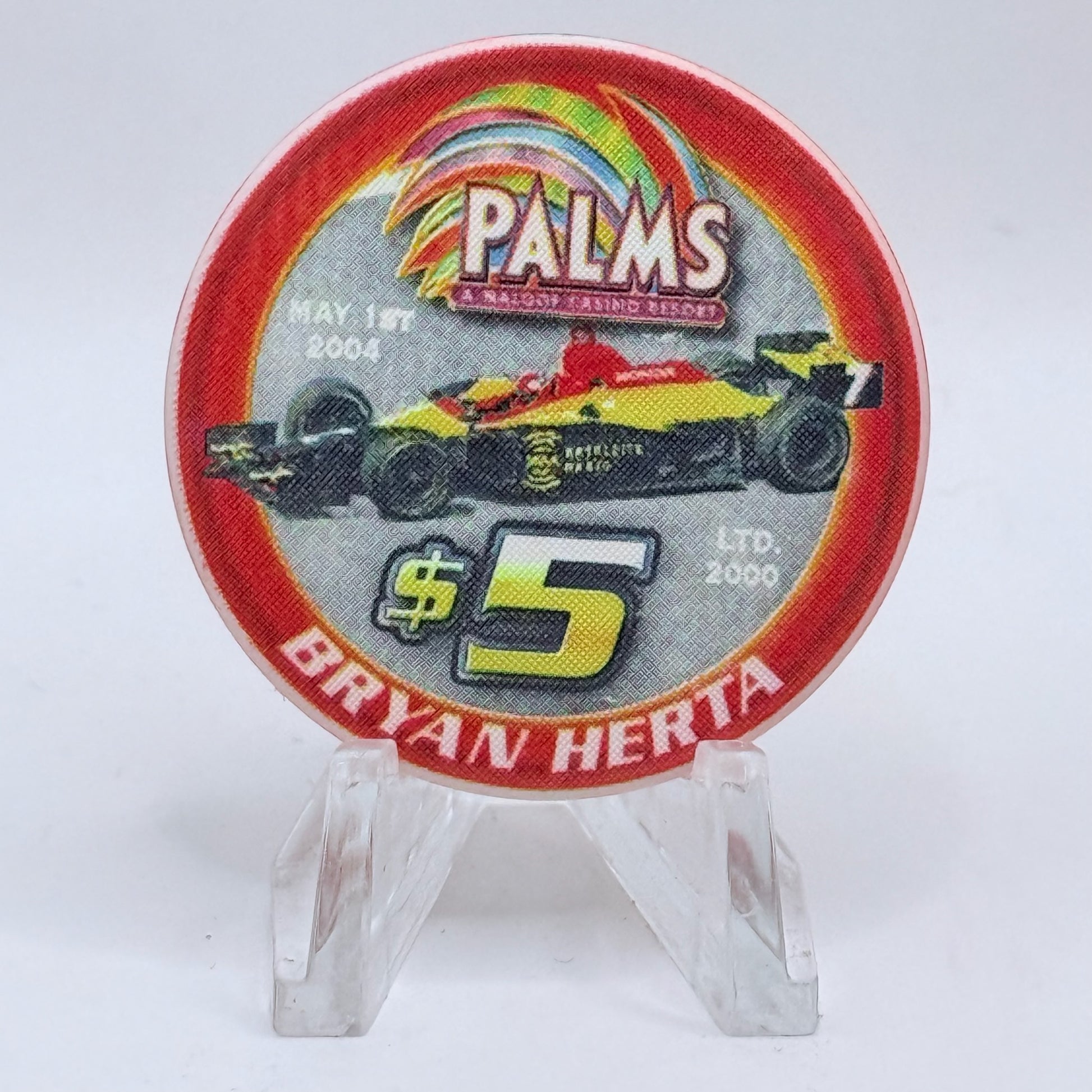 Palms Casino Resort Las Vegas Nevada 2004 'Bryan Herta' LE $5 Casino Chip E1931