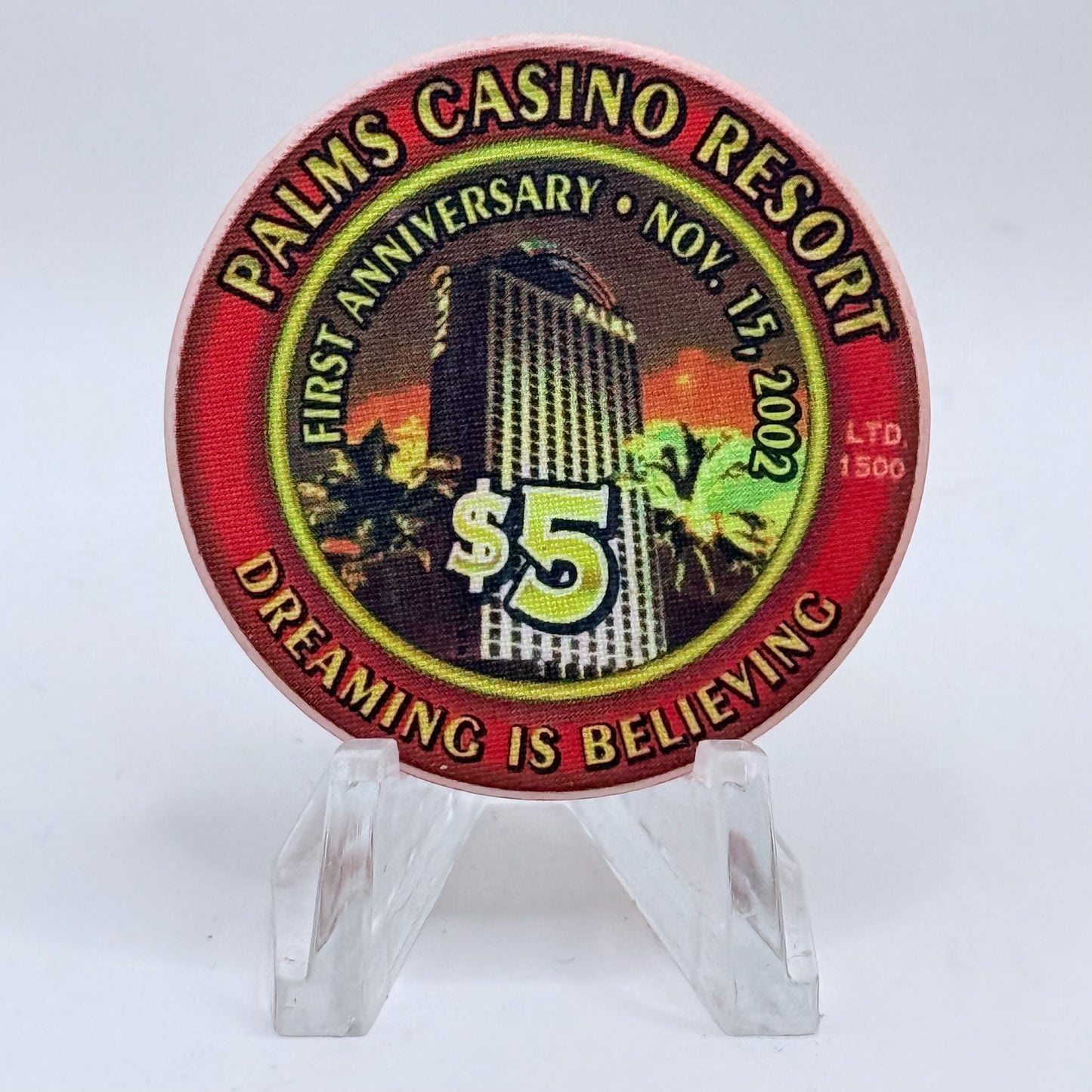 Palms Casino Resort Las Vegas Nevada 2002 '1st Anniversary' LE $5 Casino Chip E1933