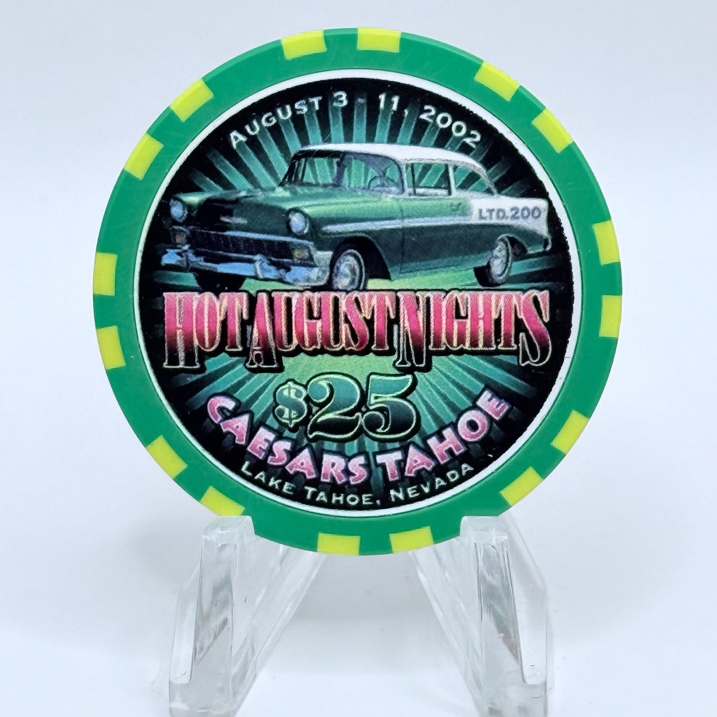 Caesars Tahoe Lake Tahoe Nevada 2002 'Hot August Nights' LE $25 Casino Chip E0151