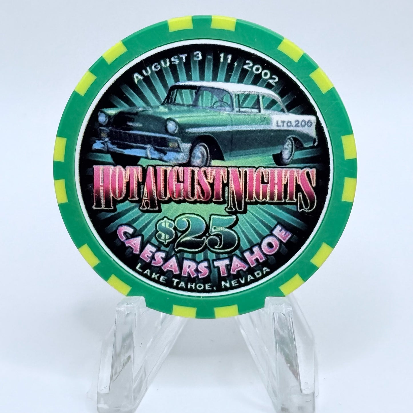 Caesars Tahoe Lake Tahoe Nevada 2002 'Hot August Nights' LE $25 Casino Chip E0151