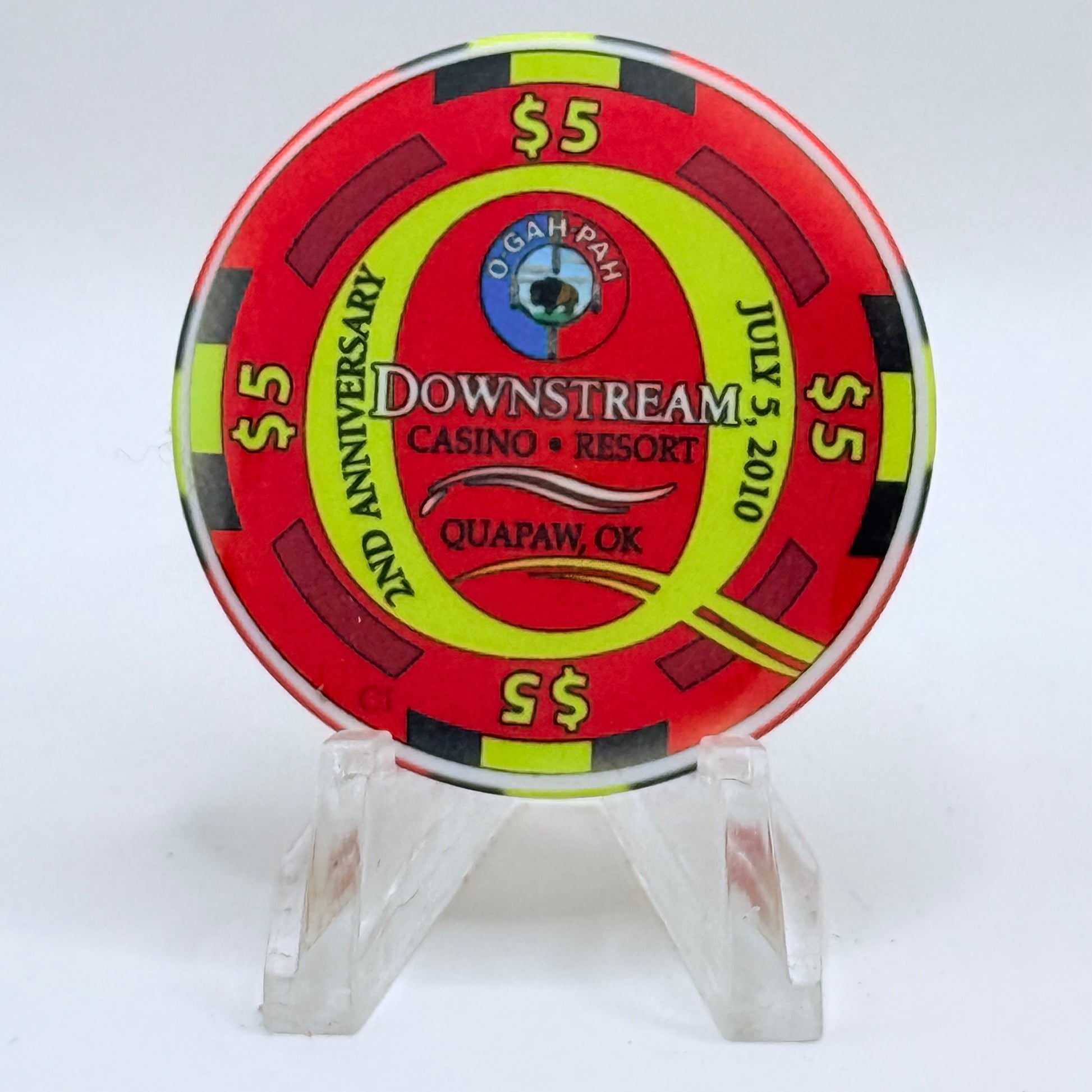 Downstream Quapaw Oklahoma 2010 LE $5 Casino Chip