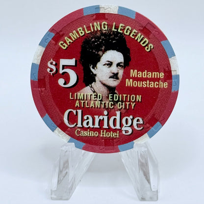 Claridge Atlantic City New Jersey 'Gambling Legends Madame Moustache' LE $5 Casino Chip