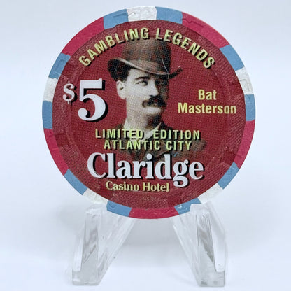 Claridge Atlantic City New Jersey 'Gambling Legends Bat Masterson' LE $5 Casino Chip