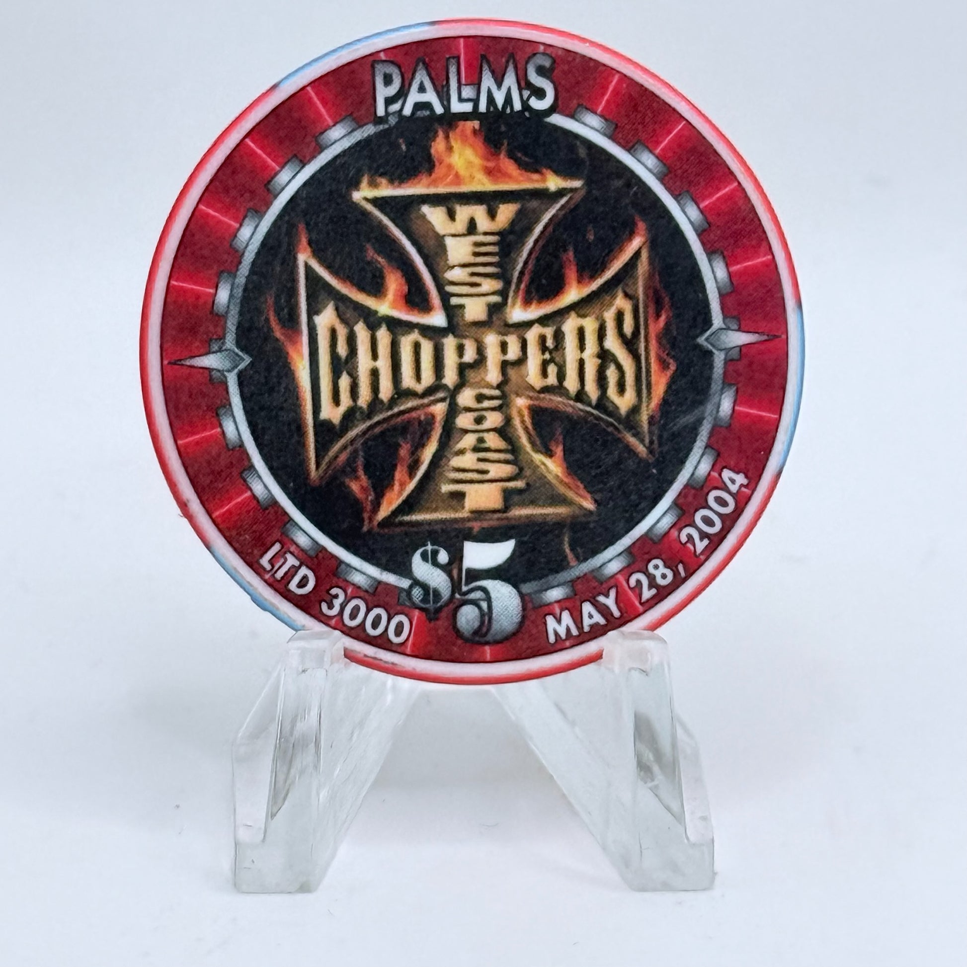 Palms Casino Resort Las Vegas Nevada 2004 'West Coast Choppers' LE $5 Casino Chip E3297