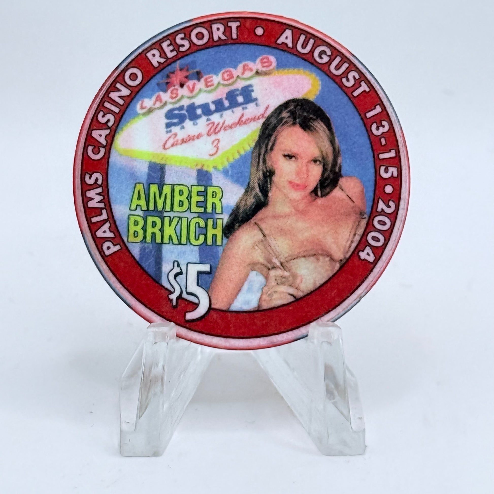 Palms Casino Resort Las Vegas Nevada 2004 'Amber Brkich' LE $5 Casino Chip E3542
