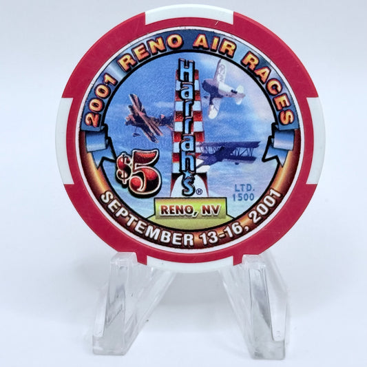 Harrah's Reno Nevada 2001 'Reno Air Races' LE $5 Casino Chip V8989