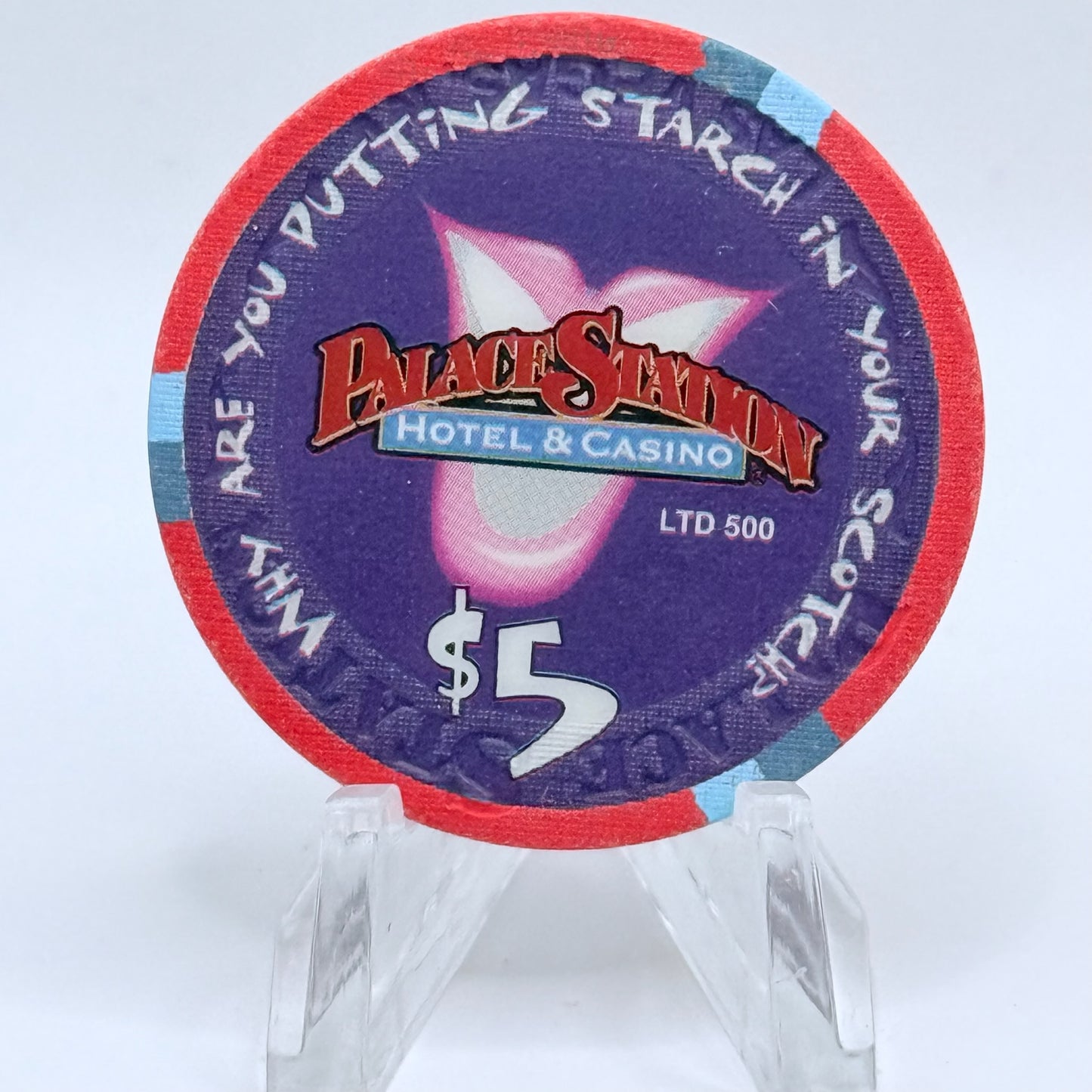 Palace Station Las Vegas Nevada 2001 'Laugh Trax ' LE $5 Casino Chip V9350