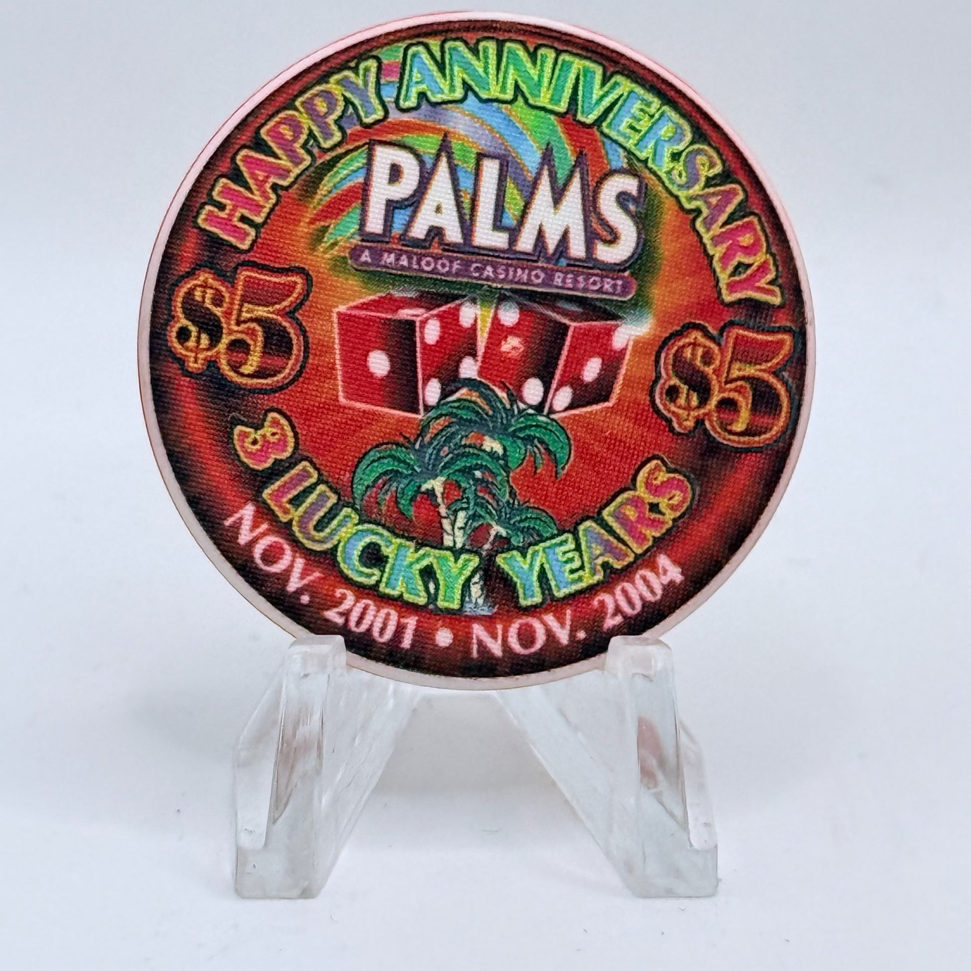 Palms Casino Resort Las Vegas Nevada 2004 '3rd Anniversary' LE $5 Casino Chip E4017