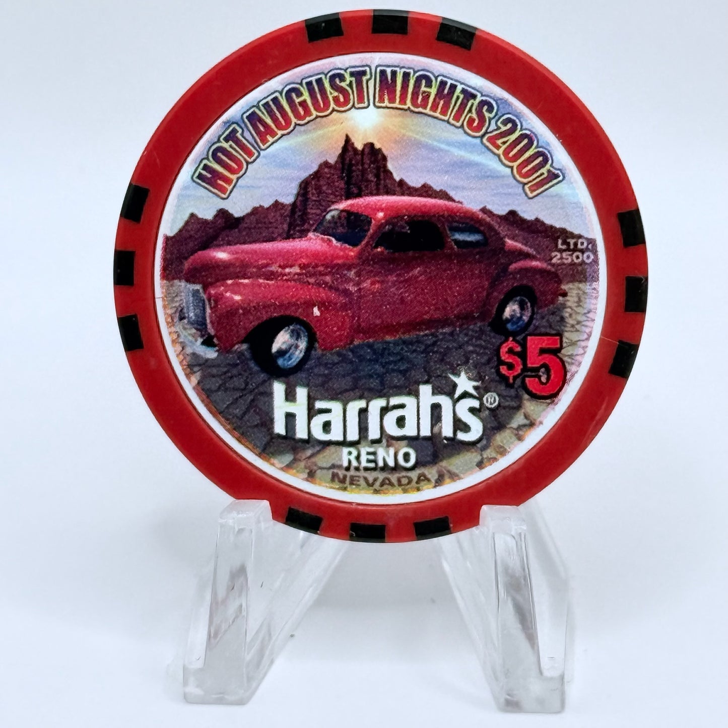 Harrah's Reno Nevada 2001 'Hot August Nights' LE $5 Casino Chip V8988