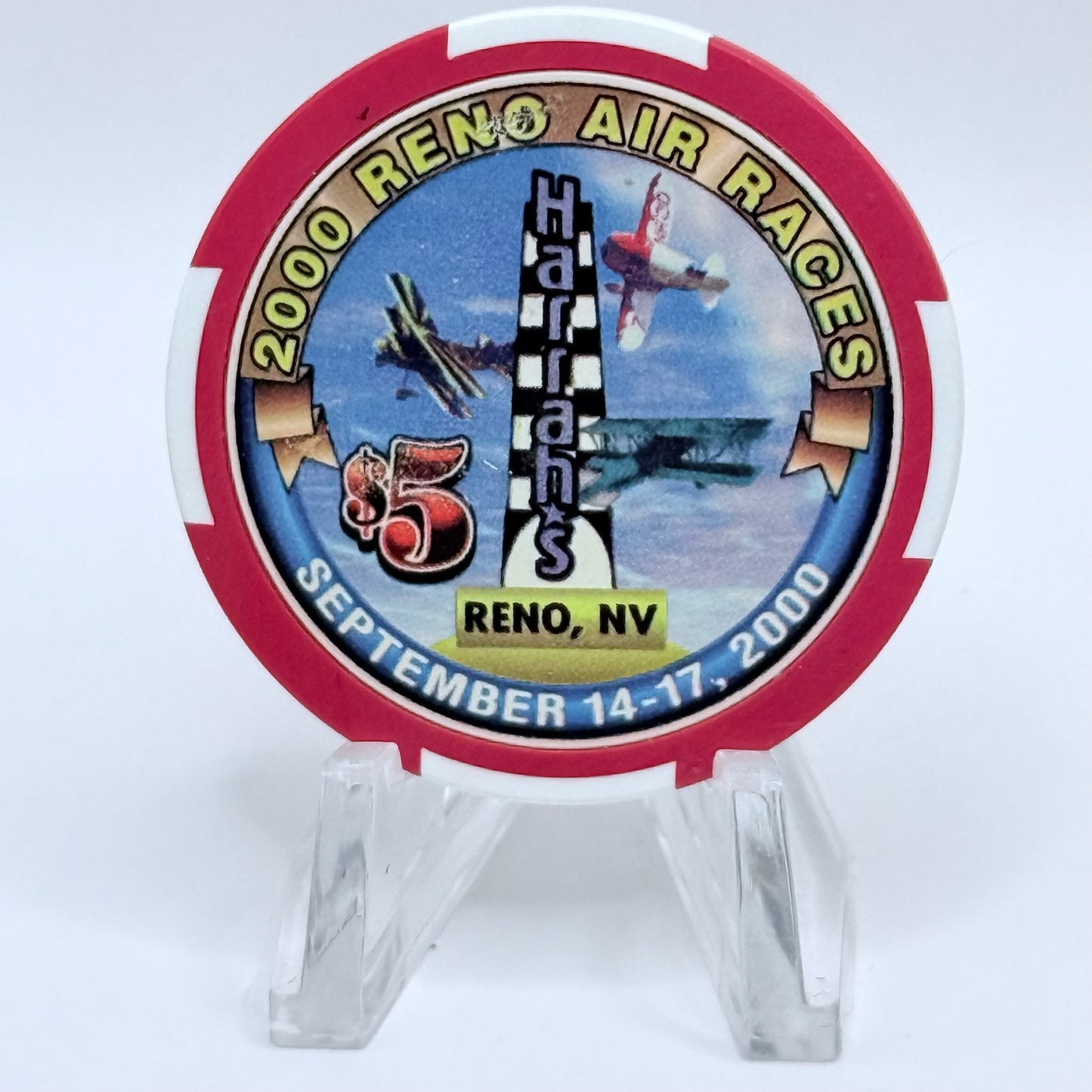 Harrah's Reno Nevada 2000 'Reno Air Races' LE $5 Casino Chip  V6281