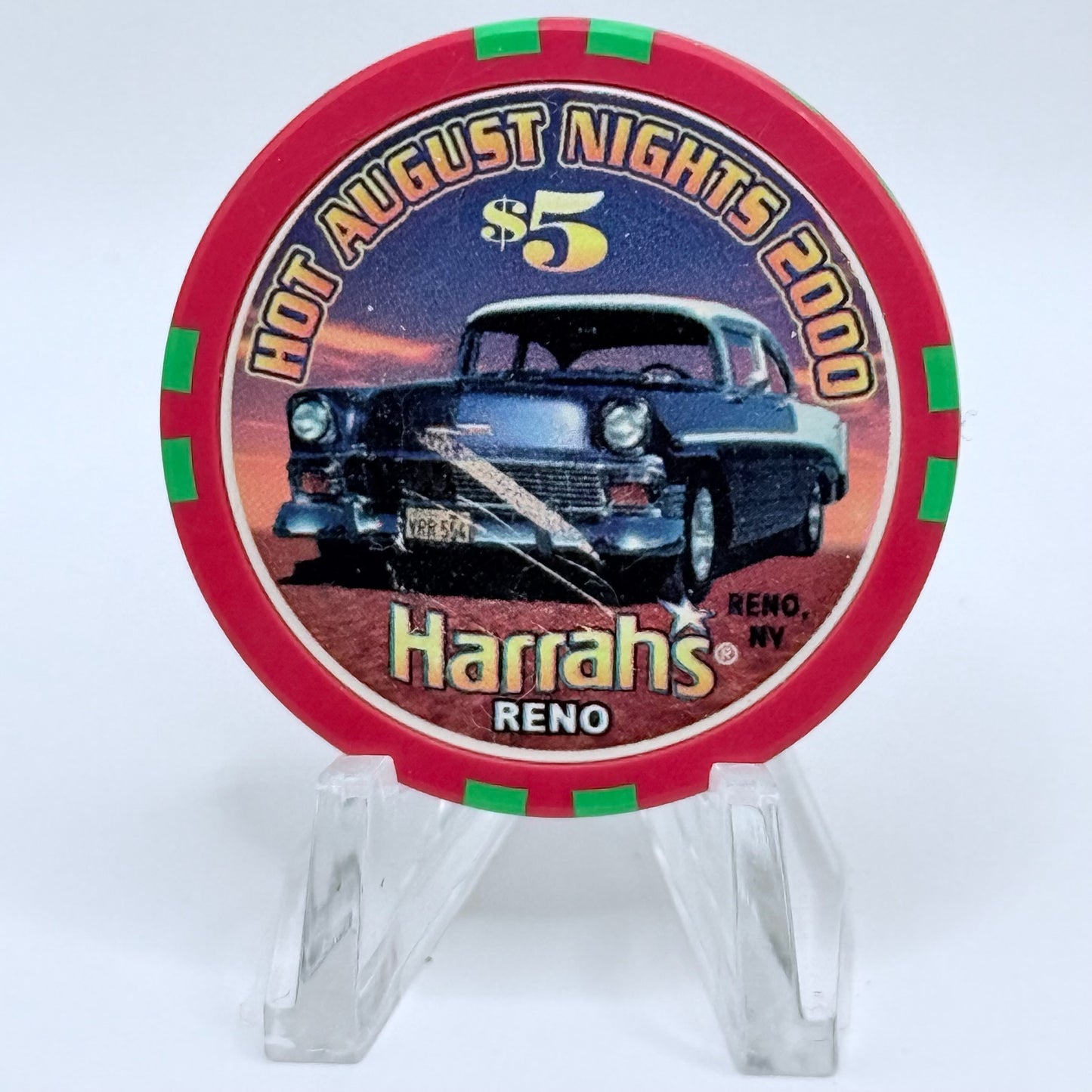 Harrah's Reno Nevada 2000 'Hot August Nights' LE $5 Casino Chip V6286