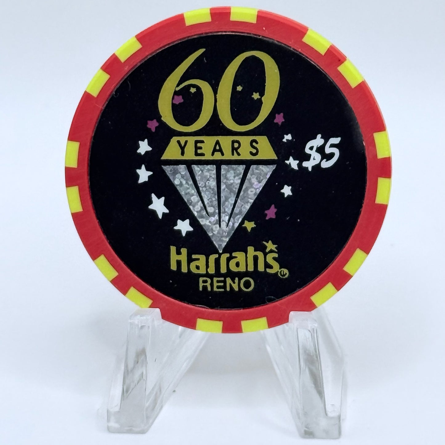 Harrah's Reno Nevada 1997 '60th Anniversary' LE $5 Casino Chip N8534