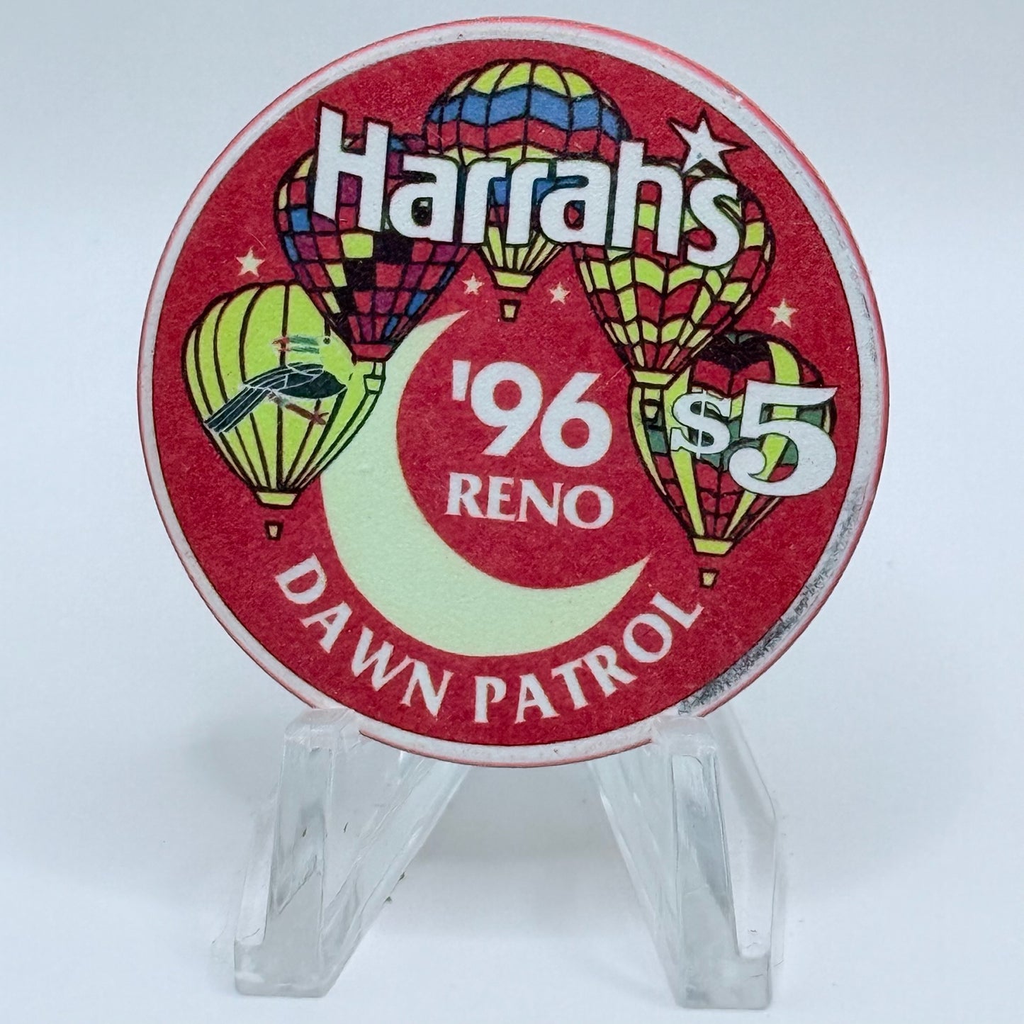 Harrah's Reno Nevada 1996 'Dawn Patrol' LE $5 Casino Chip  N8530