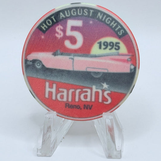 Harrah's Reno Nevada 1995 'Hot August Nights' LE $5 Casino Chip  E8566