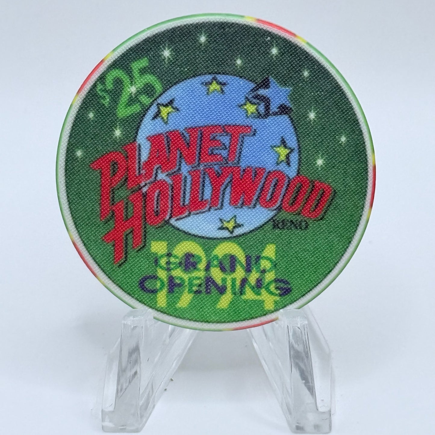 Harrah's Reno Nevada 1994 'Planet Hollywood Grand Opening' LE $25 Casino Chip  N0578