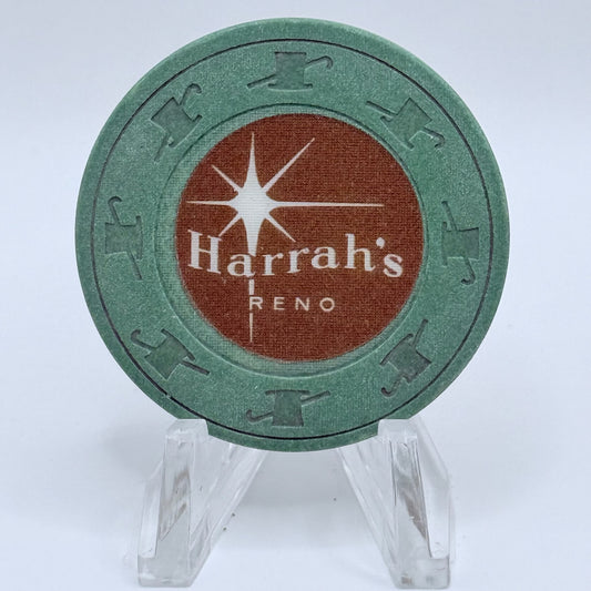 Harrah's Reno Nevada 1970s Series 15 Green Roulette Casino Chip N3675