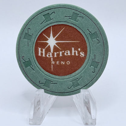 Harrah's Reno Nevada 1970s Series 15 Green Roulette Casino Chip N3675