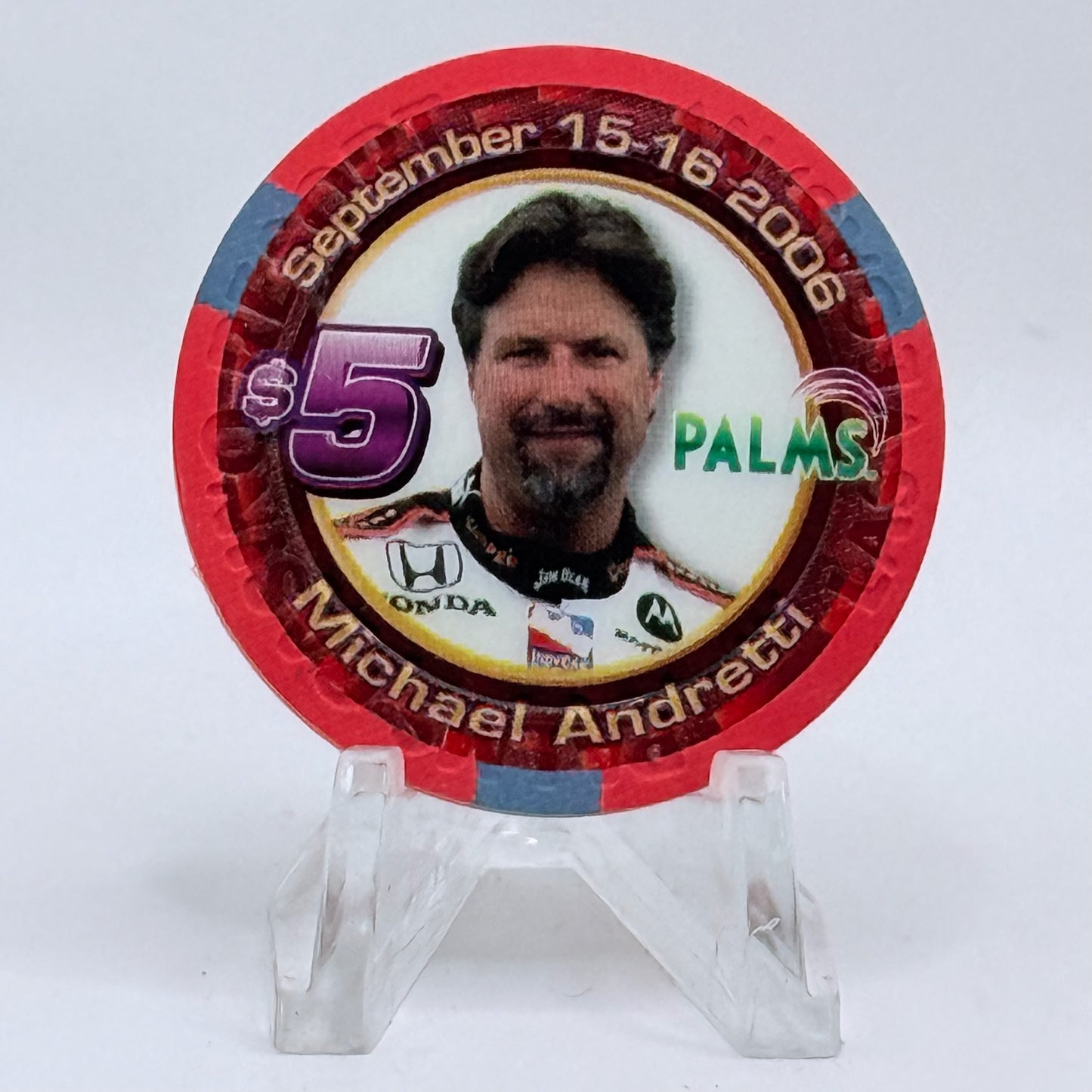 Palms Casino Resort Las Vegas Nevada 2006 'Michael Andretti' LE $5 Casino Chip E5664
