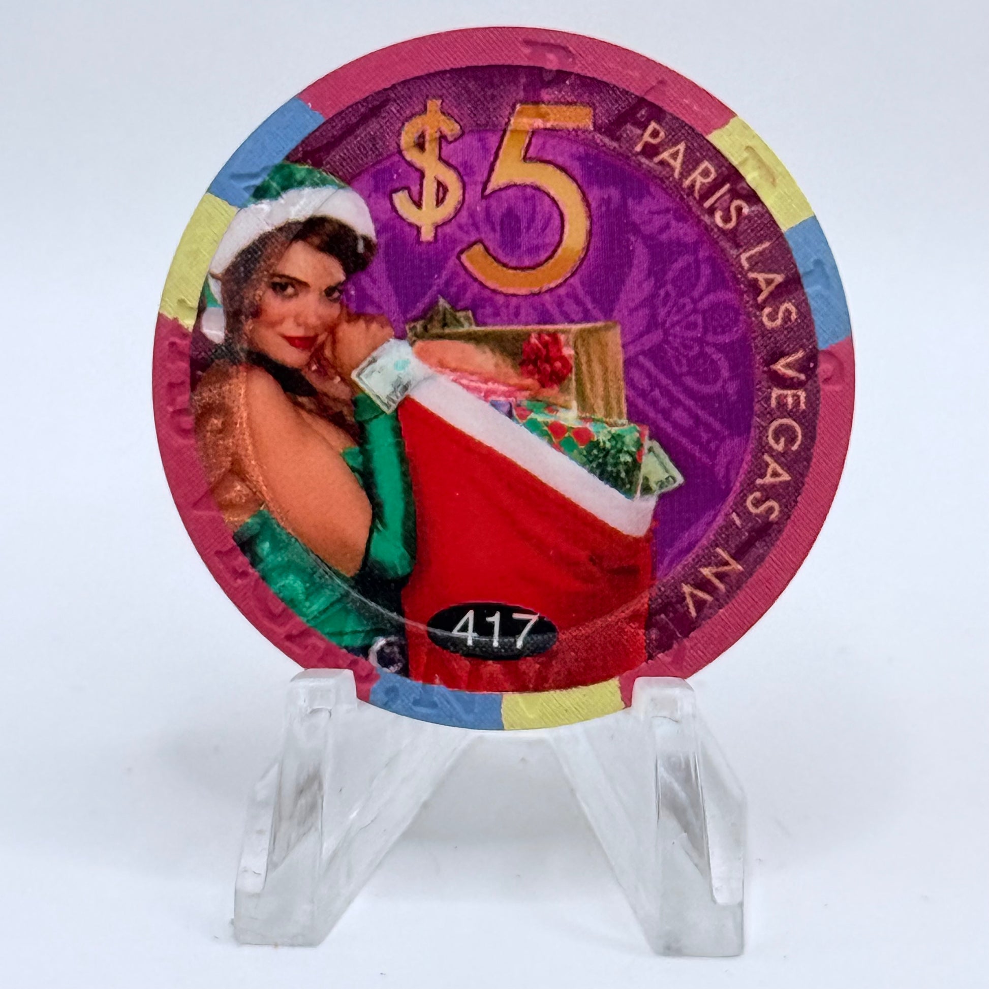 Paris Las Vegas Nevada 2007 'Christmas' LE $5 Casino Chip E8215