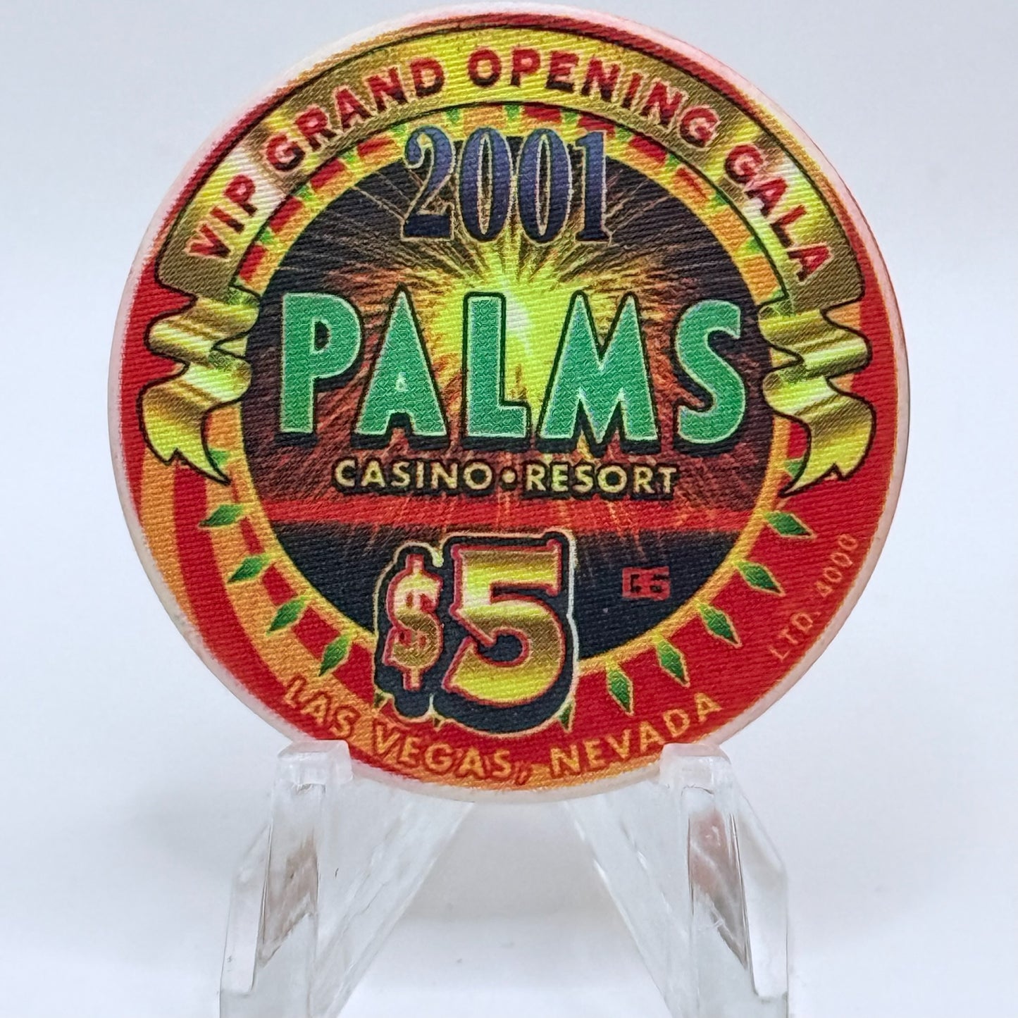 Palms Casino Resort Las Vegas Nevada 2001 'VIP Grand Opening Gala' LE $5 Casino Chip V9443